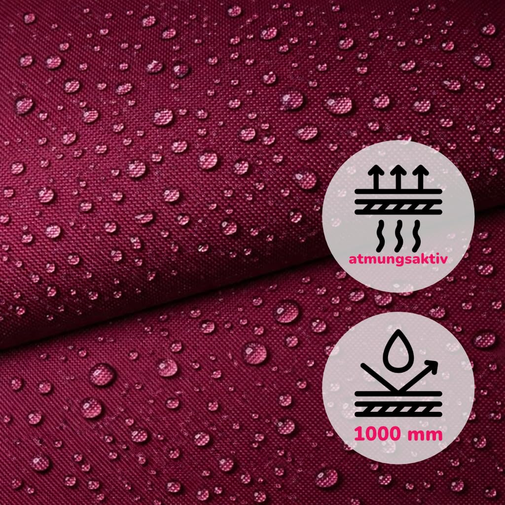 Takoy Wasserabweisender Stoff Meterware zum Nähen, Dekostoff, Magenta, 5 m