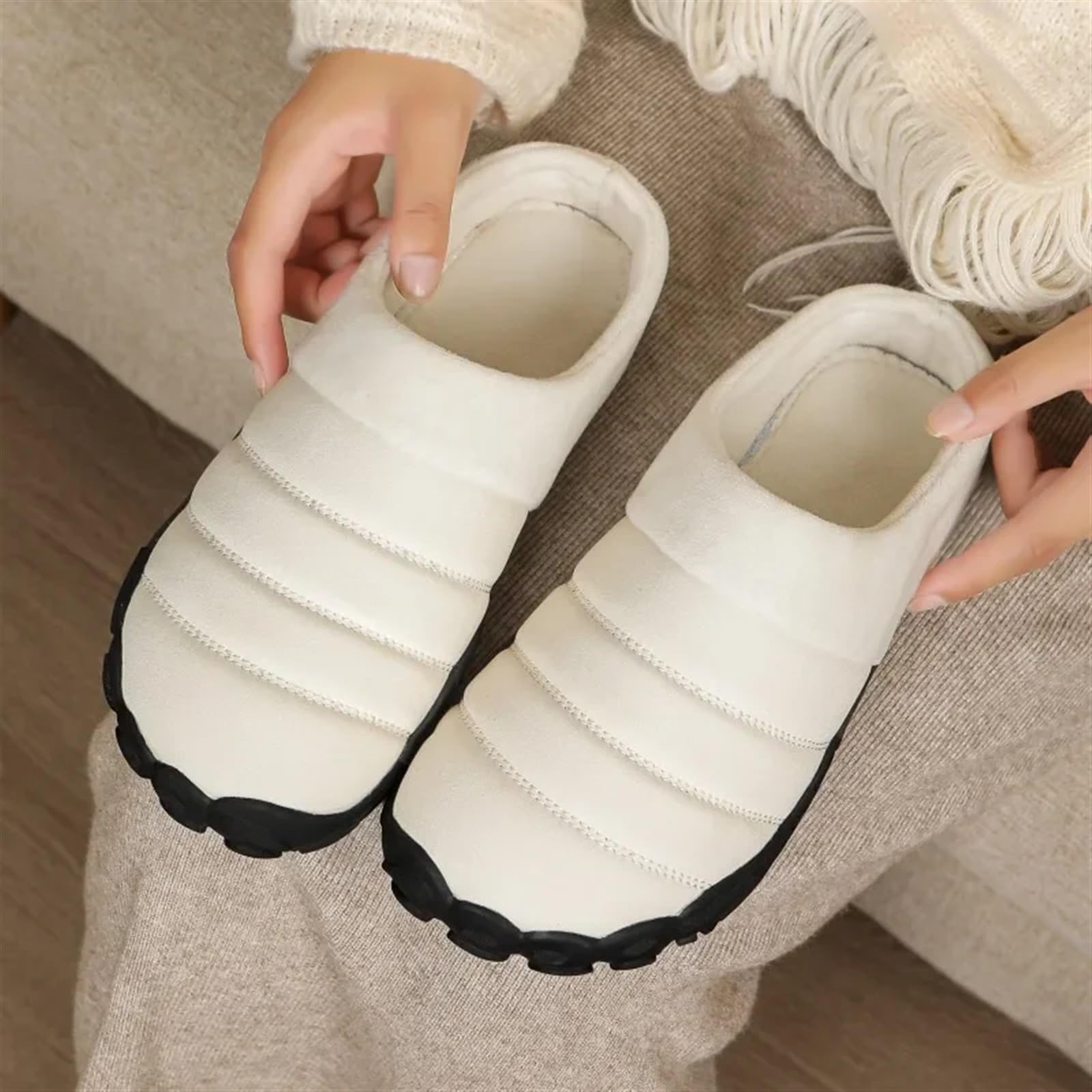 Pantofole da uomo in cotone Ciabatte da casa in cotone for uomo Scarpe casual esterno Comode pantofole for tenere calde