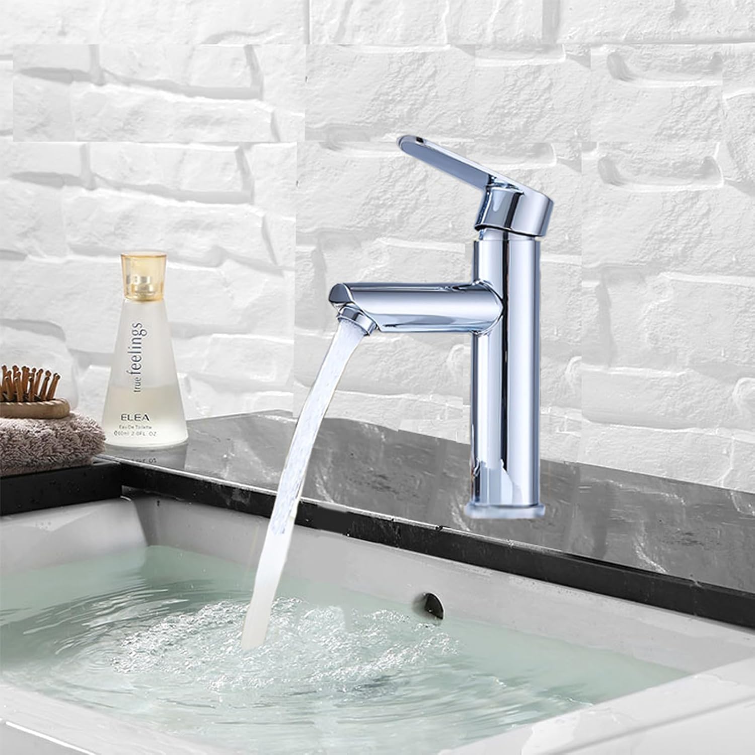 XWIHTR Rubinetti per lavabo e bagno caldi e freddi in acciaio inox, con risparmio idrico silenzioso e senza gocciolamento per bagno, lavabo, piccoli rubinetti da cucina (cromato)