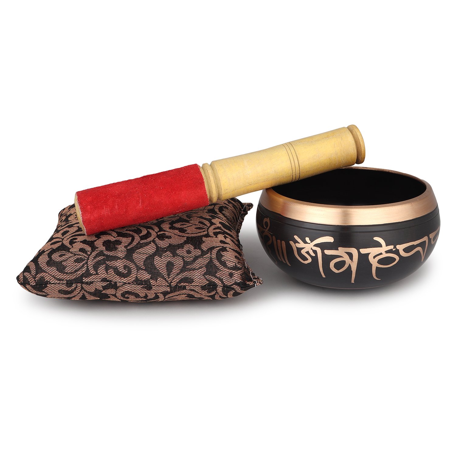 Tibetan Singing Bowl - 4 inch, Black Singing Bowl Set with Beater and Singing Bowl Cushion for Meditation and Yoga