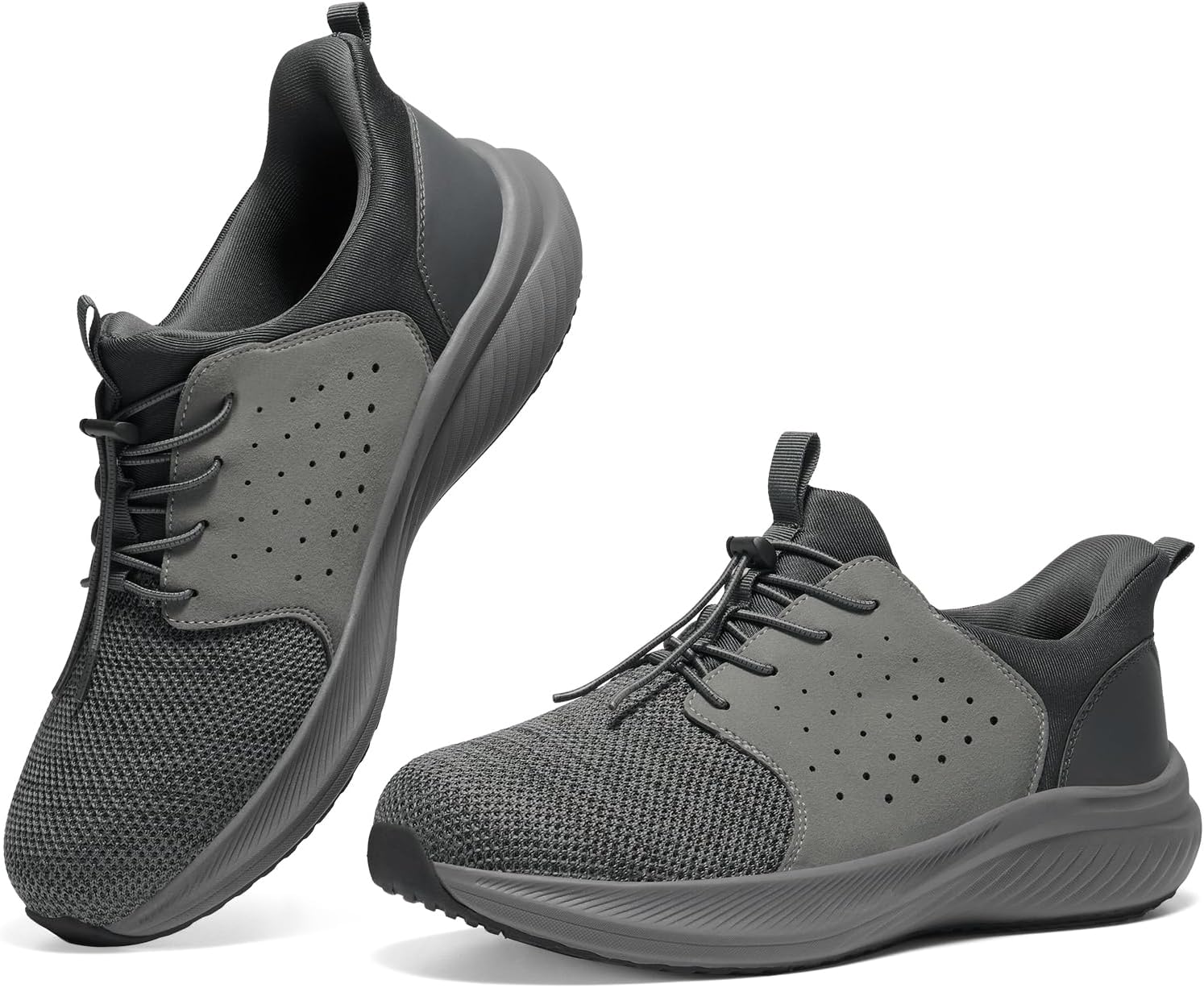 Mens Slip On Fashion Sneakers Walking Shoes for Men Comfortable Breathable Casual Running ShoesBlack Size 10.5 Dark Grey