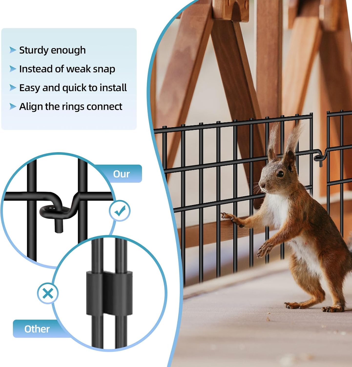 37ft (L) X 13in (H) Garden Animal Barrier Fence, 26 Pack No Dig Dog Fence Border, 1.44in Gap Decorative Fences, Rustproof Metal Wire Garden Border Fence for Dog, Rabbits Ground Stakes