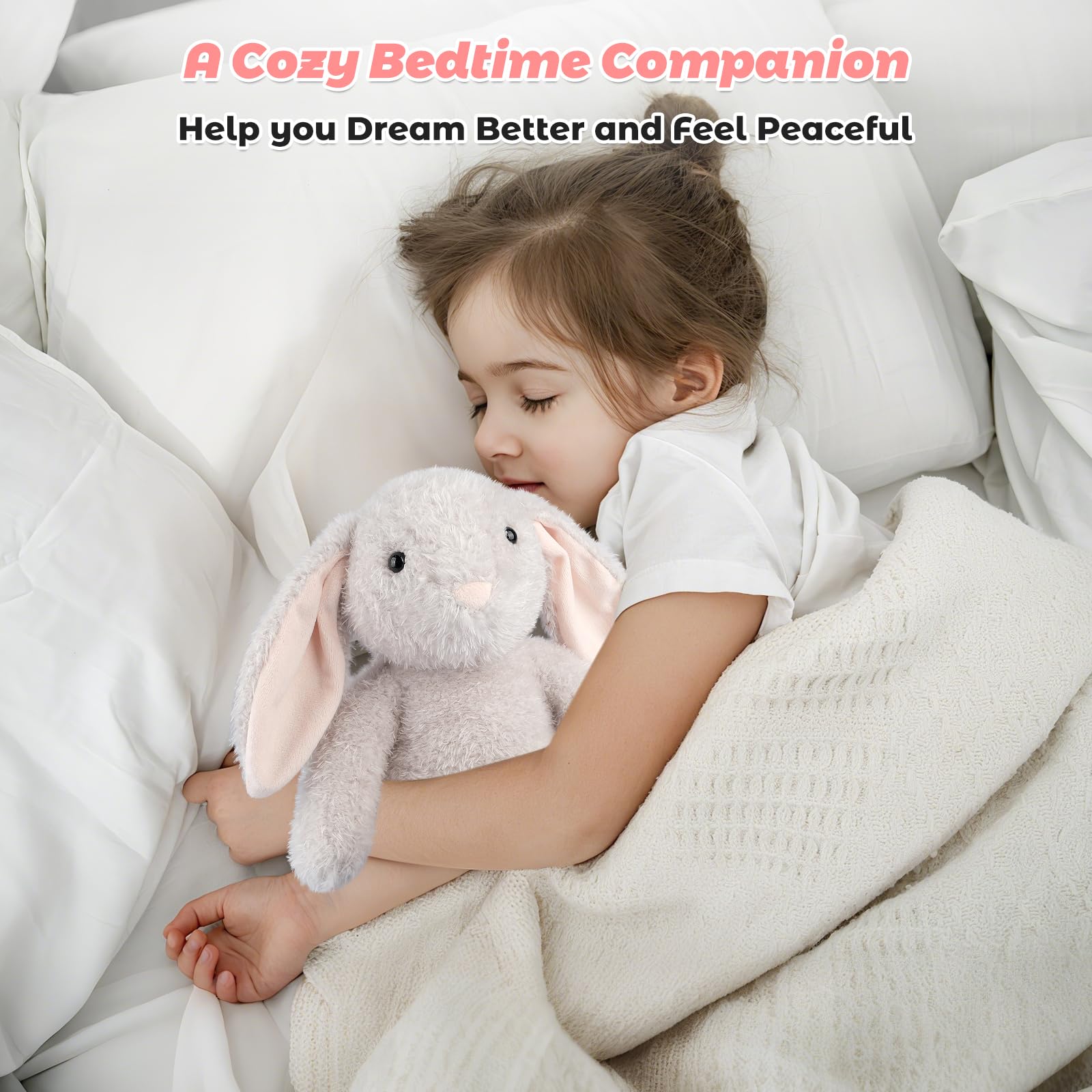 Coolable & Microwavable Rabbit Stuffed Animal, Weighted Stuffed Animals Plush for Kids Women, Girls - Image 4