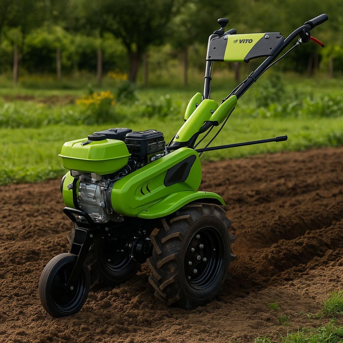 VITO - Petrol Petrol Tiller 212 cc 7HP Engine 4T Transmission Belt Width 70-85 cm Bumper + Cutters