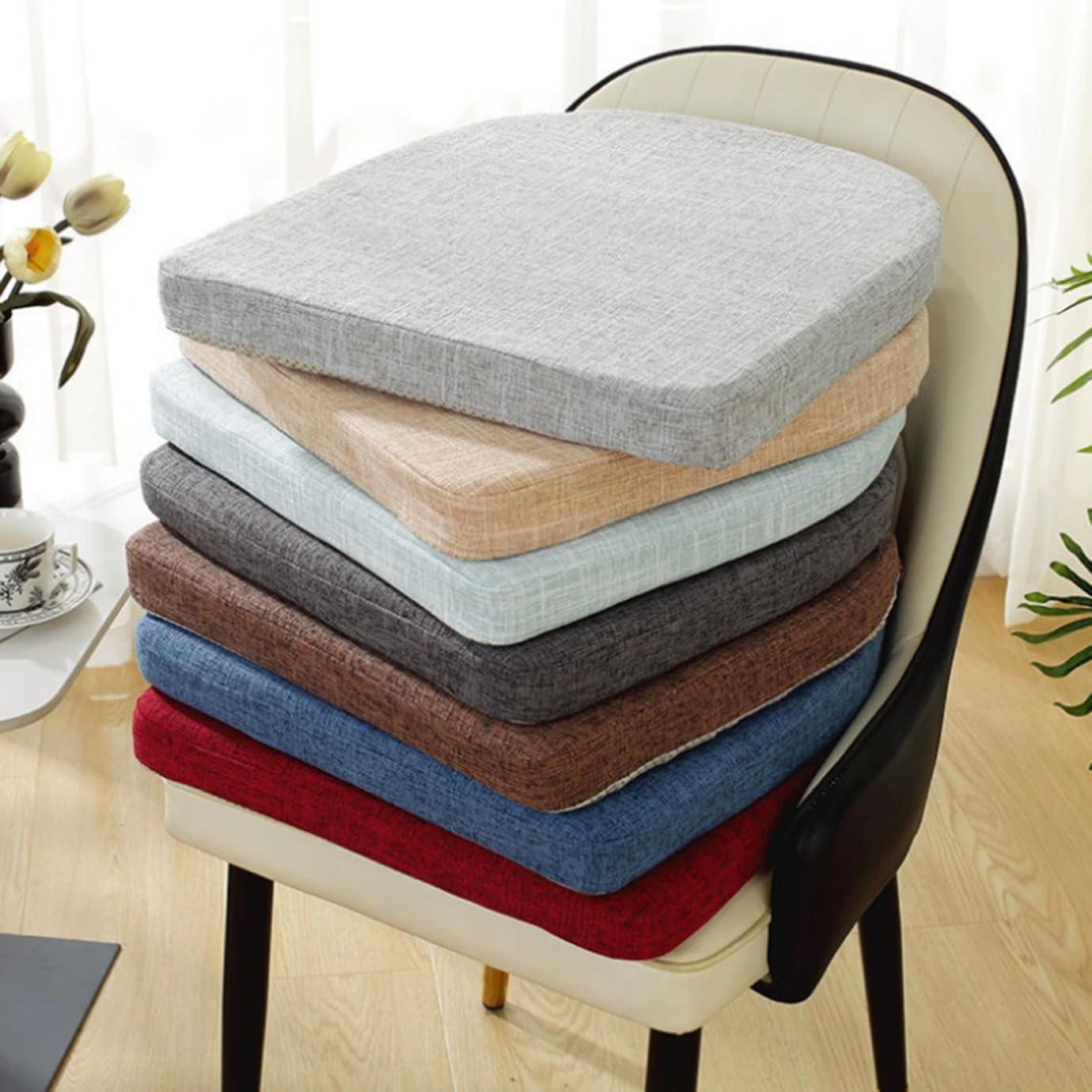 2/4/6er Set Sitzpolster Stuhl 45x45 Stuhlkissen U-förmiges Sitzkissen Indoor Outdoor Anti-Rutsch Kissen für Drinnen und Draußen, Garten, Küche, Café, Esszimmer(#1,45 * 45cm(4pcs))