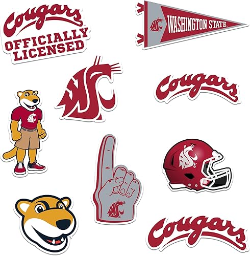 Paquete variado de calcomanías de vinilo de 8 quilates de la Universidad Estatal de Washington State University, tamaño grande, para laptop, botella