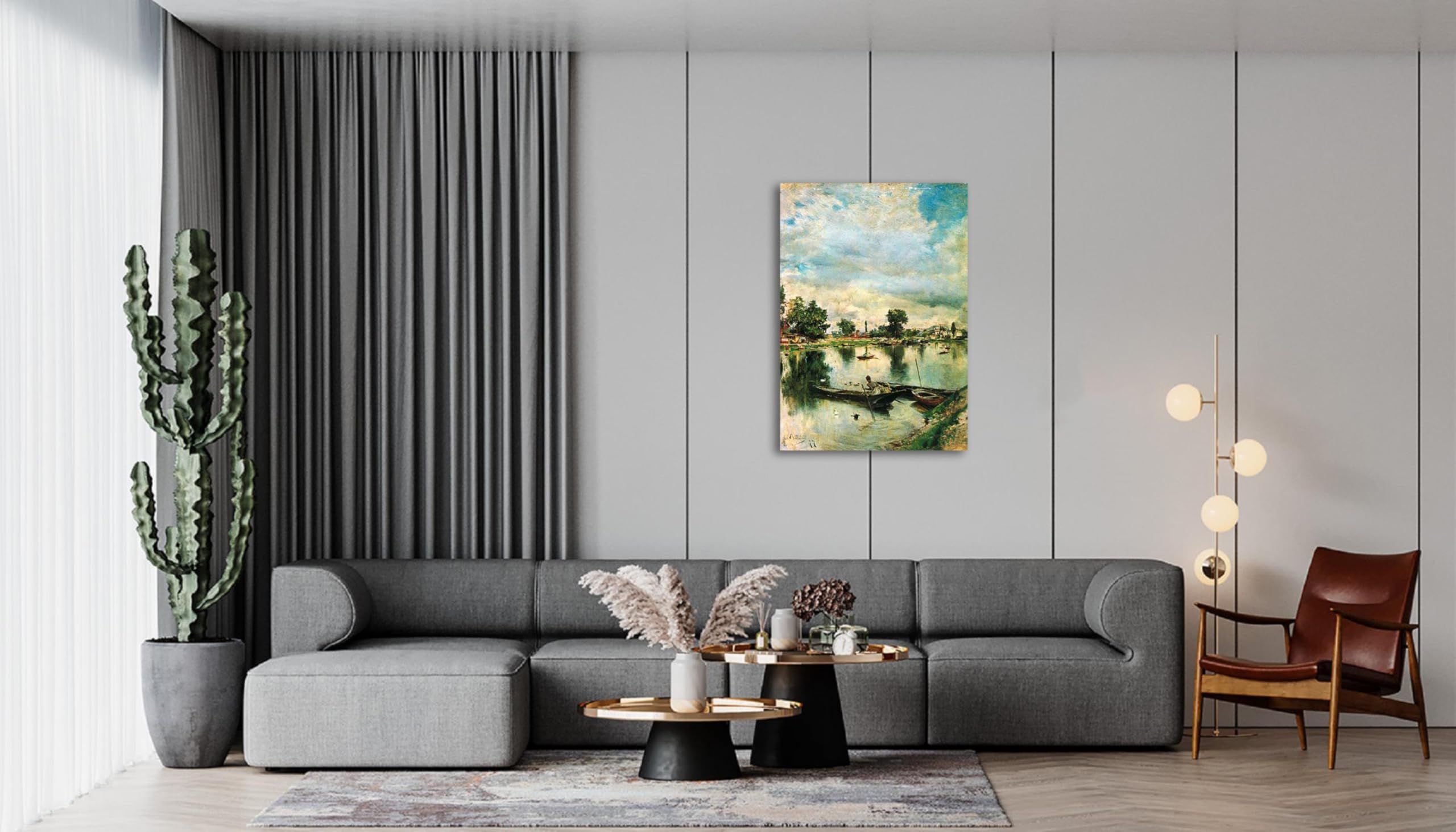 Reprodukcja słynnych obrazów - (Sekwana) autorstwa Giovanniego Boldiniego Znane obrazy na płótnie - druk artystyczny na płótnie salon sypialnia 75 x 50 cm bez ramy