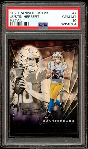 Justin Herbert Rookie Card 2020 Panini Illusions Retail #7 PSA 10