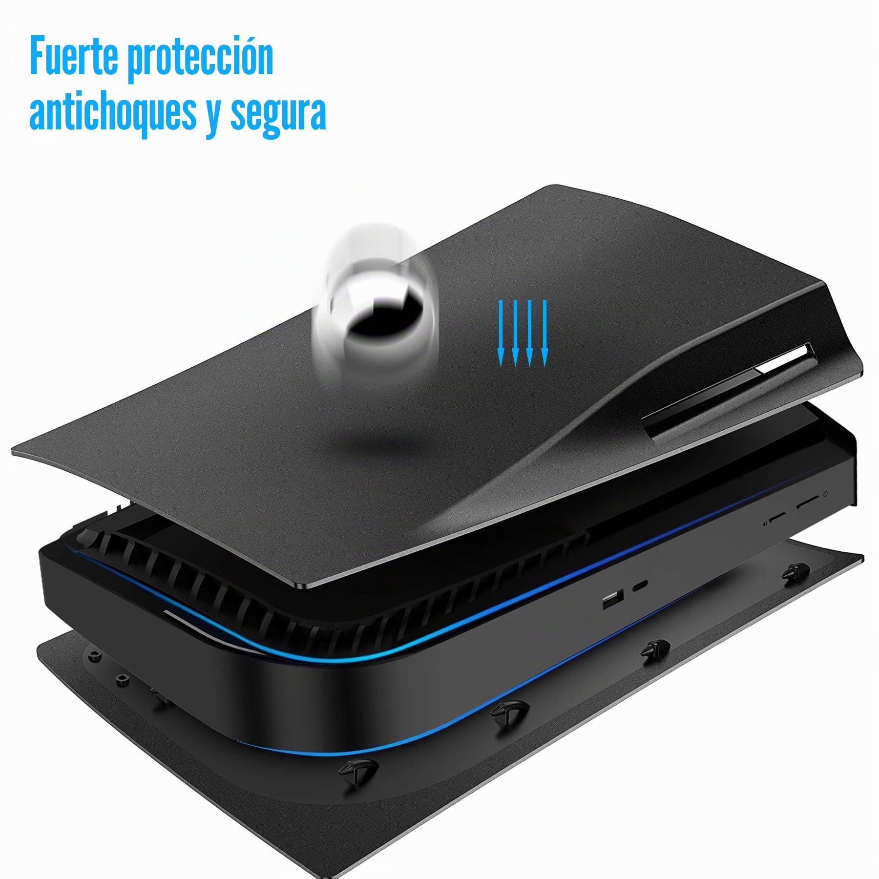 Benazcap Faceplates Funda de Carcasa Negra Placa de Repuesto para Disco Version Console, Placas Laterales Duras a Prueba de Golpes Funda de Carcasa para Consola de Versión de Disco - Negro Mate
