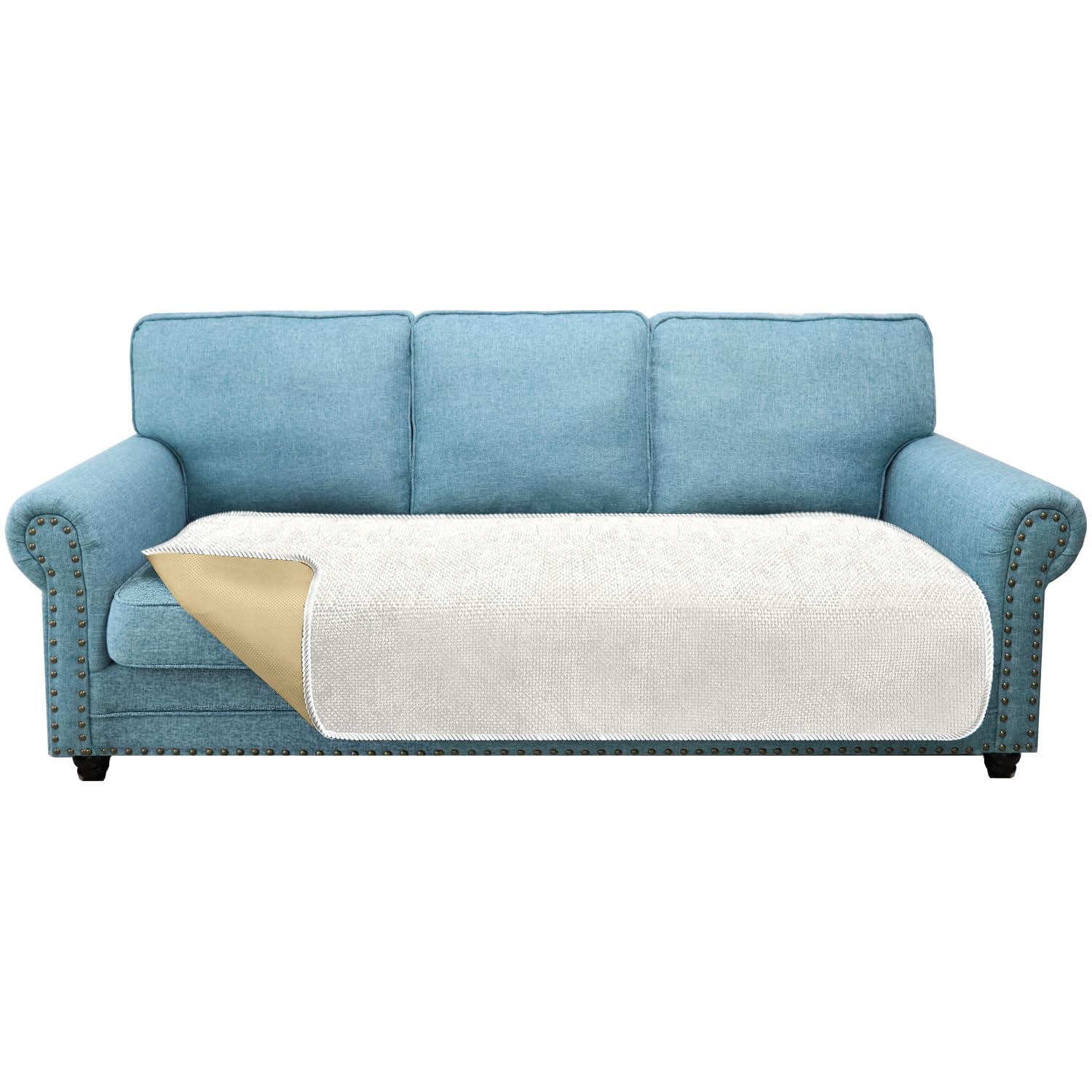 Granbest Non-Slip Sofa Seat Covers 3 Seater Thick Sofa Cover Sofa Protectors from Pets Universal for All Seasons (3 Seater, Creamy White) — image 1