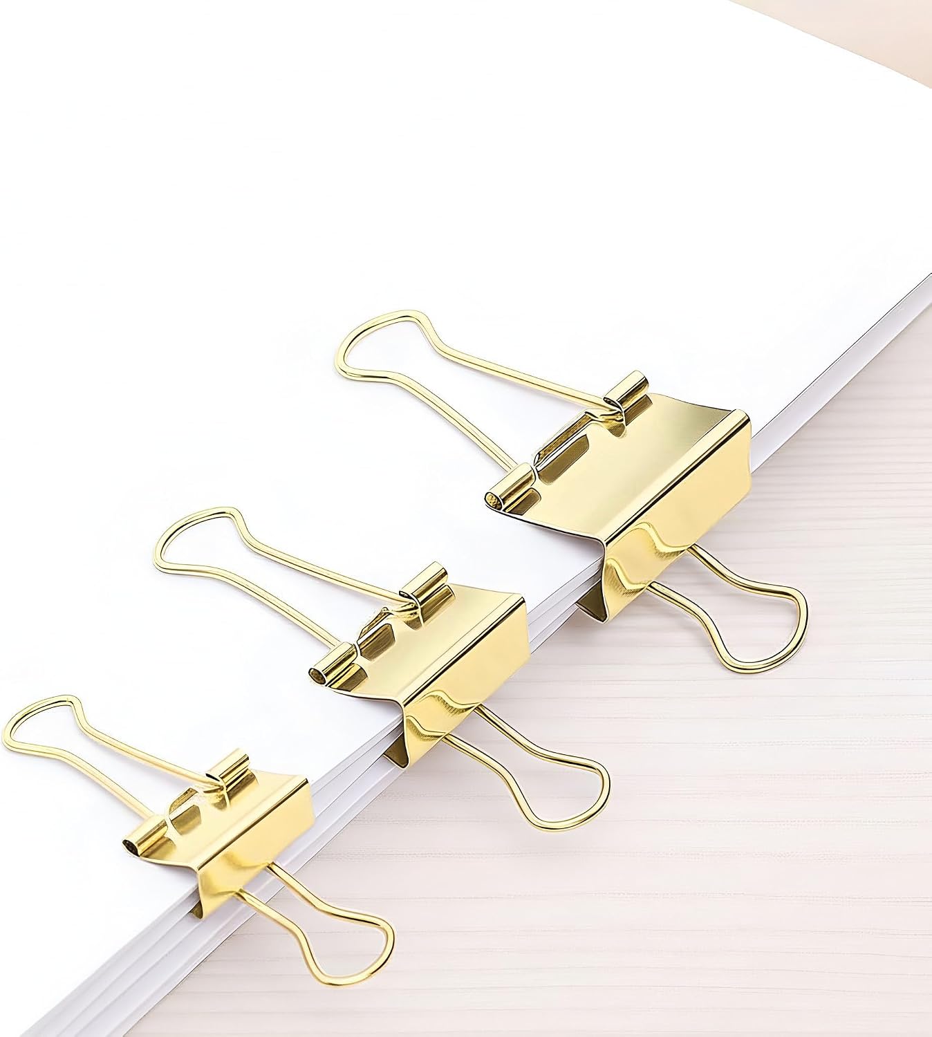 130 Pack Gold Binder Clips Assorted Sizes, Large Medium Small Mini 4 Sizes Mix, Paper Clamps Metal Paper Clips Set for Office School Home Business Supplies image 5