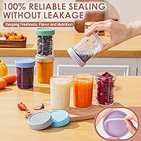 Vista 4 de DRKIO Paquete de 6 recipientes de vidrio para almacenamiento de alimentos para bebés - tarros de comida para bebés de 8 Oz con tapas