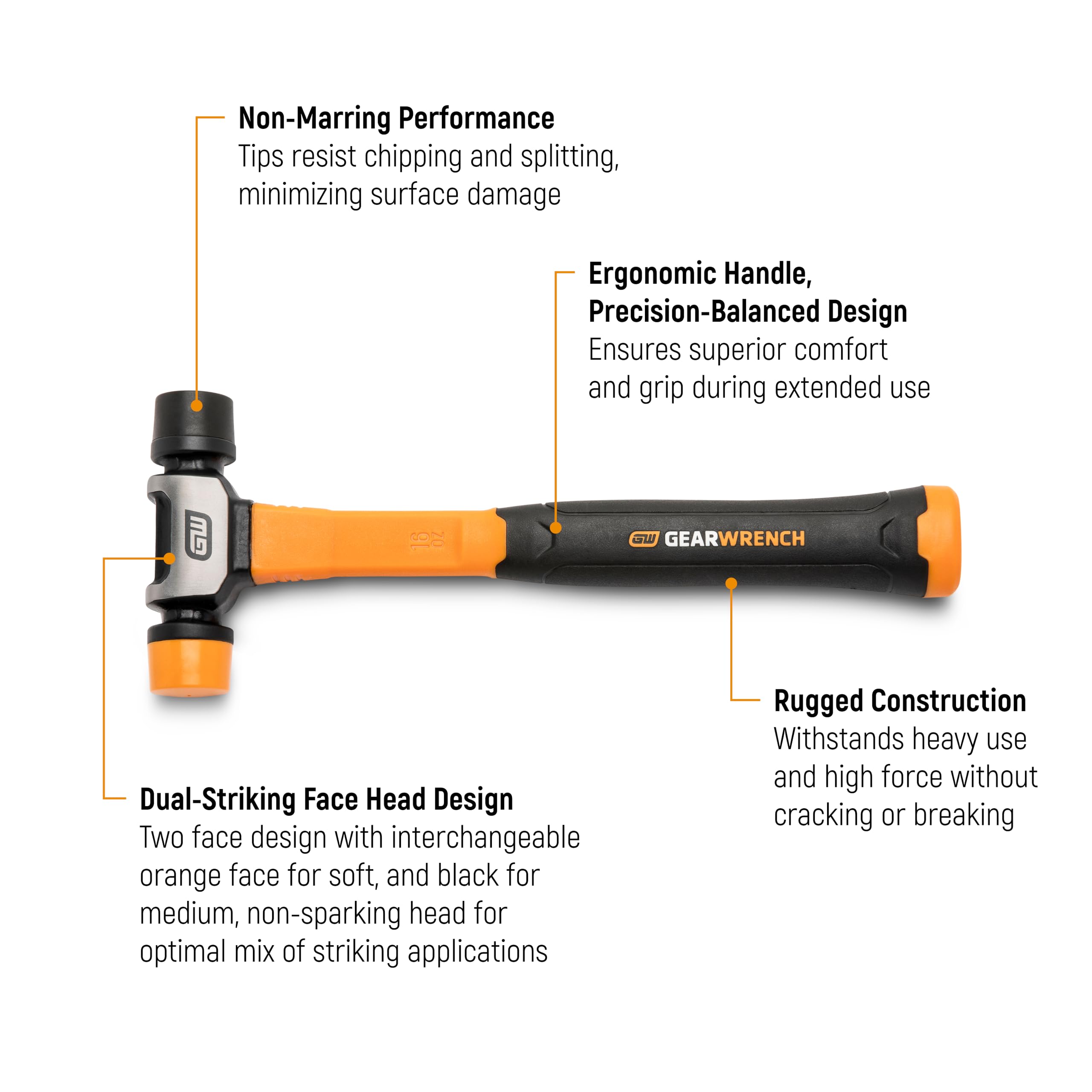 Amazon.com: GEARWRENCH 16 oz. Soft Face Hammer with Steel Handle