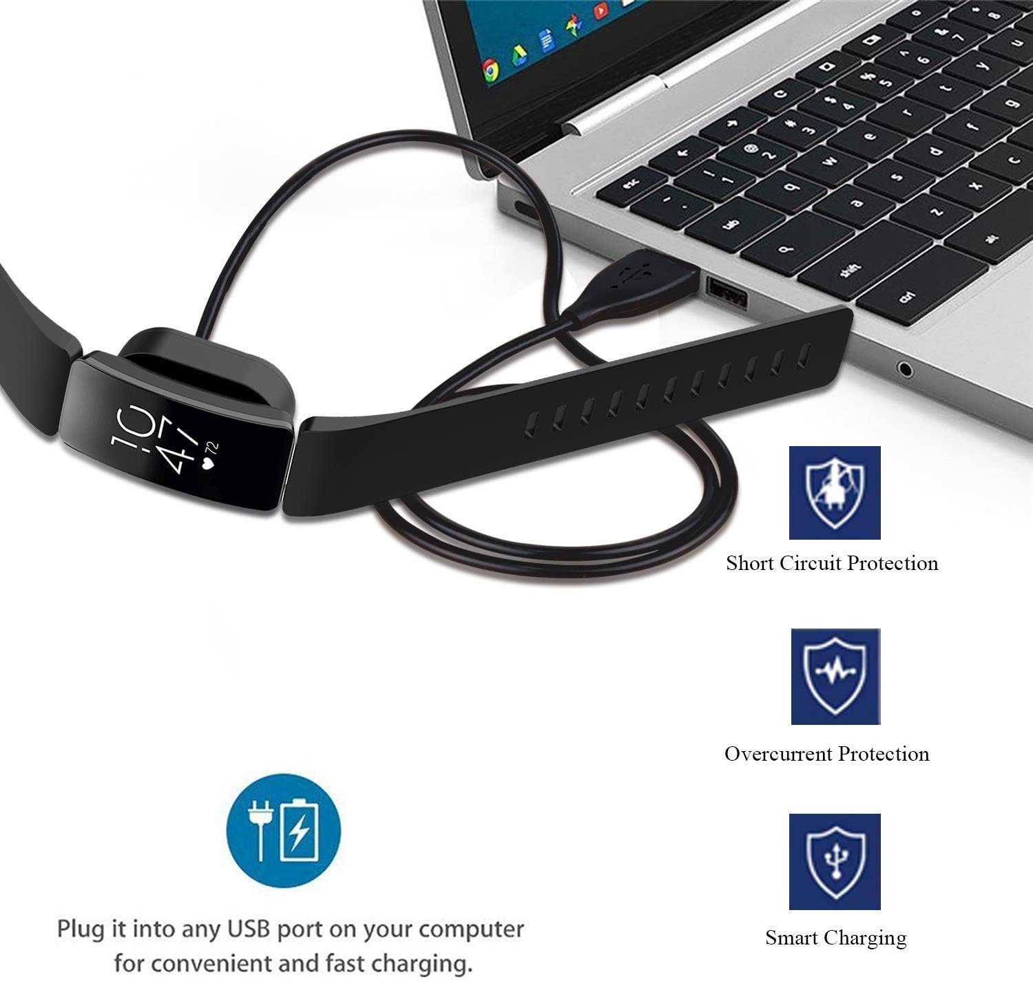 2-Pack Compatible with Fitbit Inspire HR/Inspire Charger Cable, KingAcc 3.3 Ft Replacement USB Charging Cord Cradle Dock Adapter Charger Cable for Fitbit Inspire Fitbit Inspire HR Smart Watch