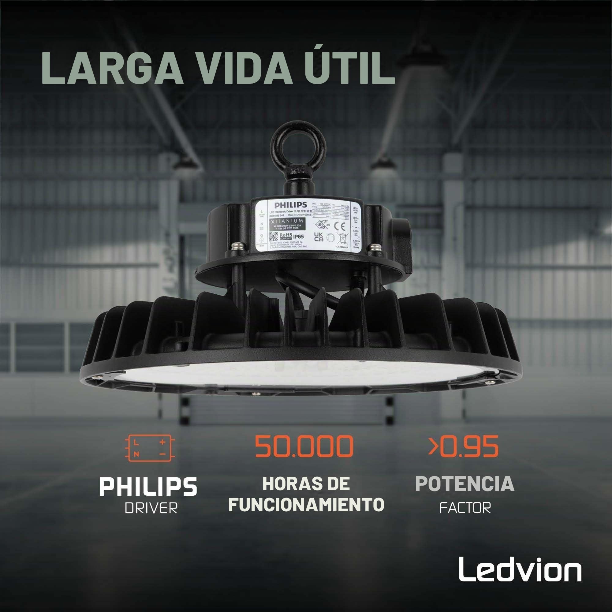 Ledvion Lámpara de Alta Bahía IP65 200-160-120W 175 lm 6500K 175lm