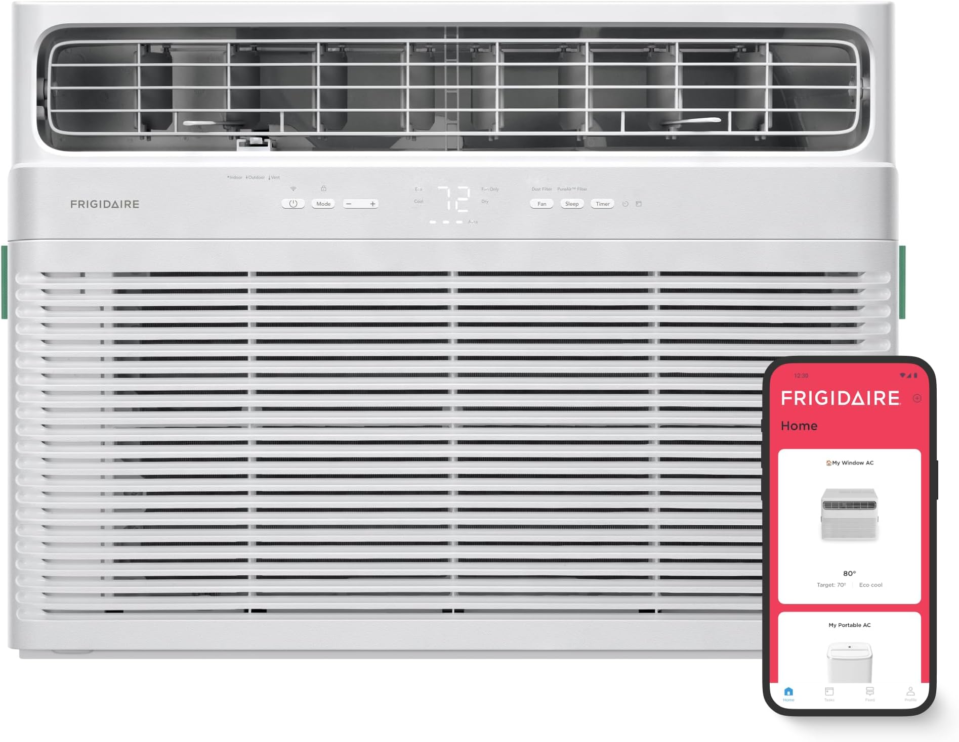 Frigidaire 18,000 BTU Smart Window Air Conditioner with Wi-Fi, Cools Up to 1,020 Sq. Ft., Remote Control, Quiet Operation, Eco Mode, 3 Fan Speeds, White