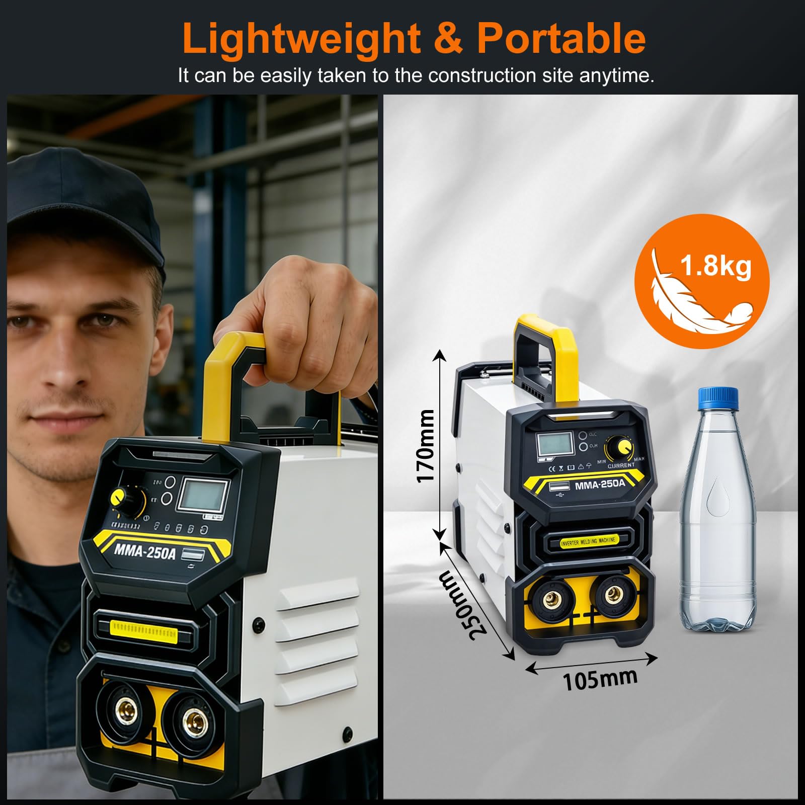 Elektroden Schweißgerät 250A, 220V Schweißgerät Elektrode, IGBT DC Schweissgerät mit LED-Anzeige, Inverter Schweissgerät, Anti-Stick, MMA/E-Hand-Funktion (ARC) Schweißgerät für den Heimgebrauch, Baste
