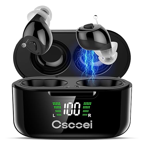 Premium 32-Channel Digital OTC Hearing Aids for Seniors & Adults - Invisible In-Ear Sound Amplifier with Rechargeable Charging Case,Noise Cancelling,Auto On/Off