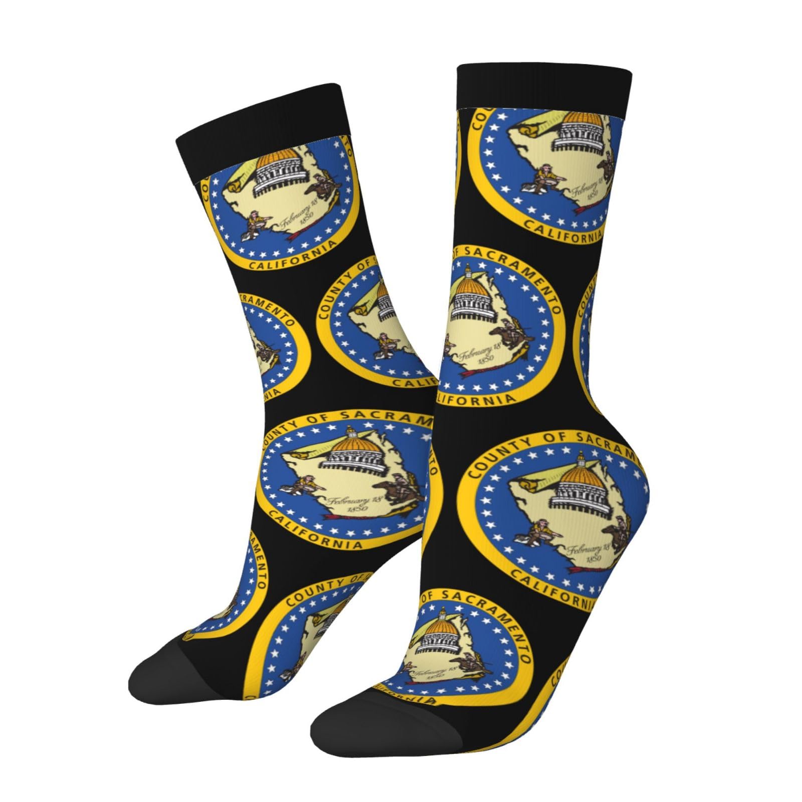 SIYTUAU Seal Of Sacramento County, California Socks For Women Men Cushion Athletic Crew Socks Casual Wicking Socks