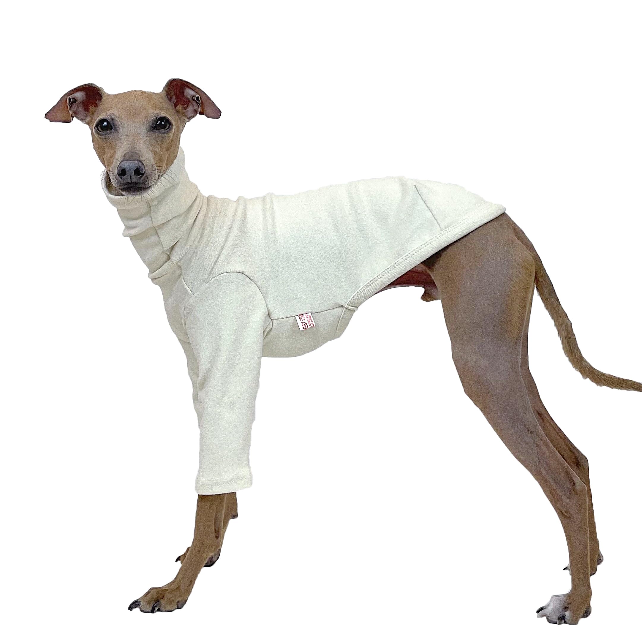 D Doggy Star Italian Greyhound Clothes Flexible T Shirts Whippet for Dogs (S,Solid Light Beige) — image 1
