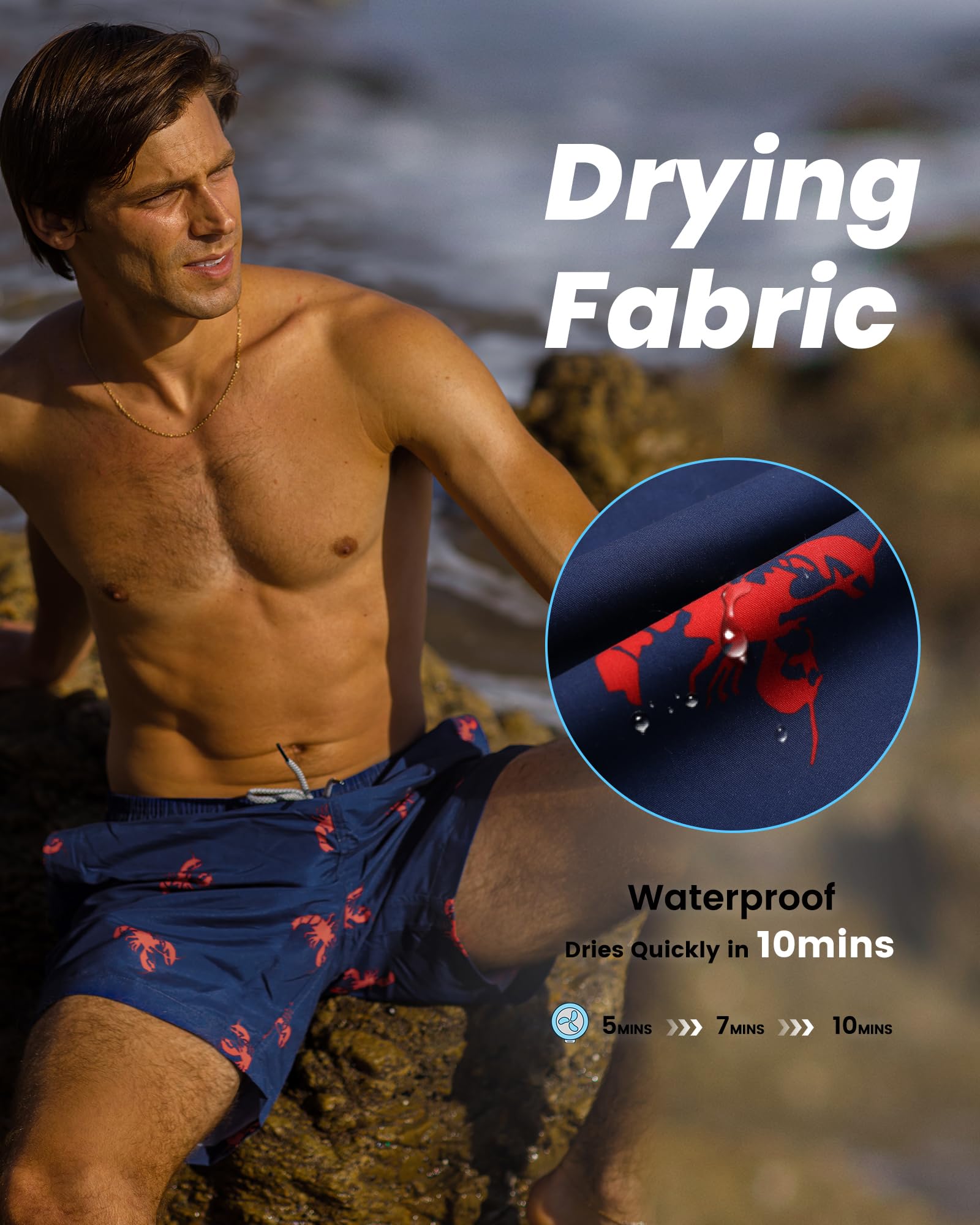 MaaMgic Pantaloncini da Bagno da Uomo Asciugatura Veloce Costume da Bagno per Surf sulla Spiaggia Multi-funzioni Allenamento casa con Fodera in Mesh con Fodera in Mesh
