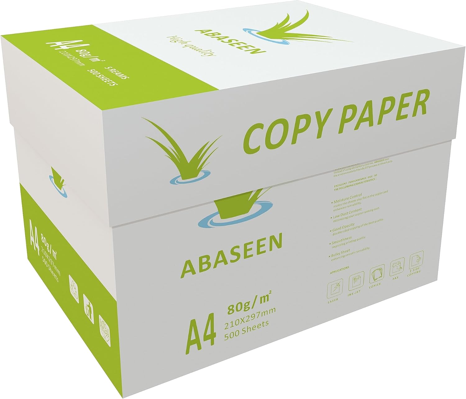 Abaseen A4 Paper Box Printer Paper A4 White 5 Reams 2500 Sheets