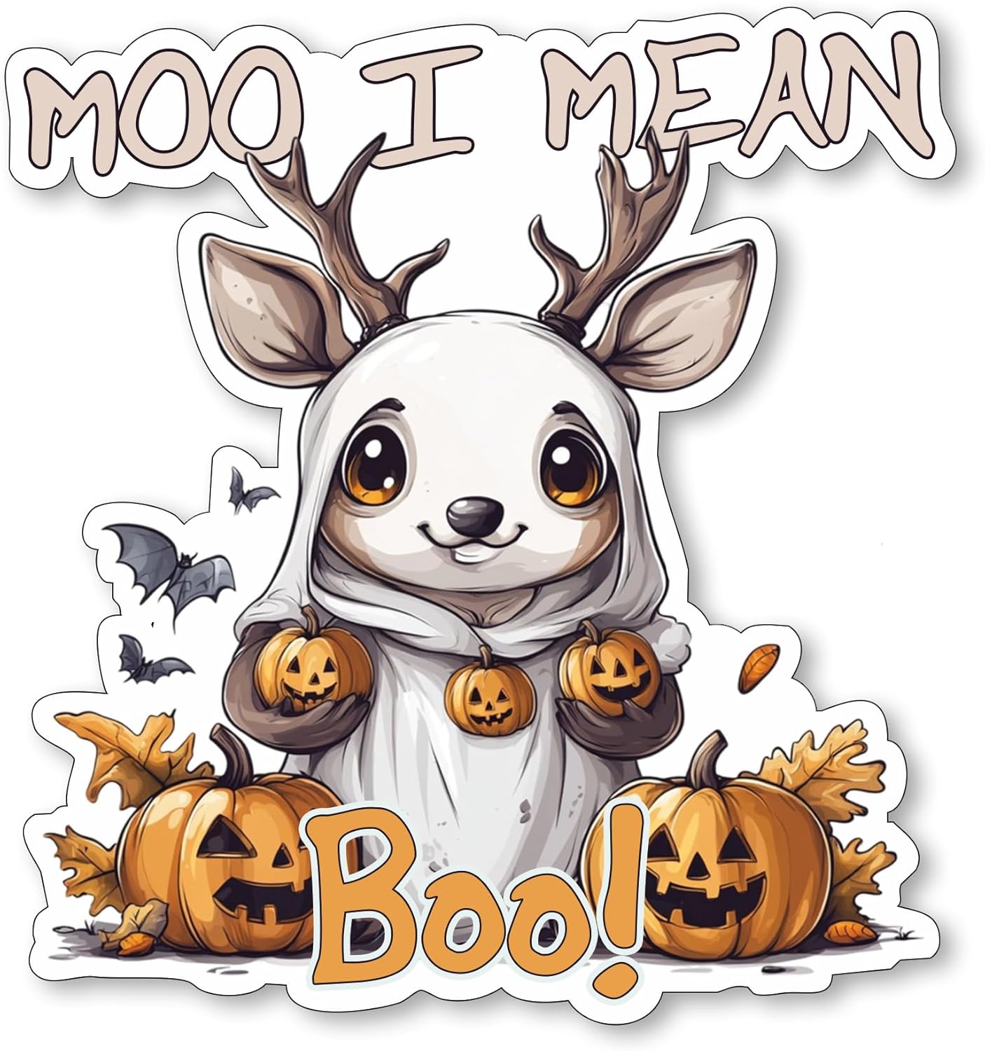 Personalized Cute Ghost Animals Moo I Mean Boo Halloween