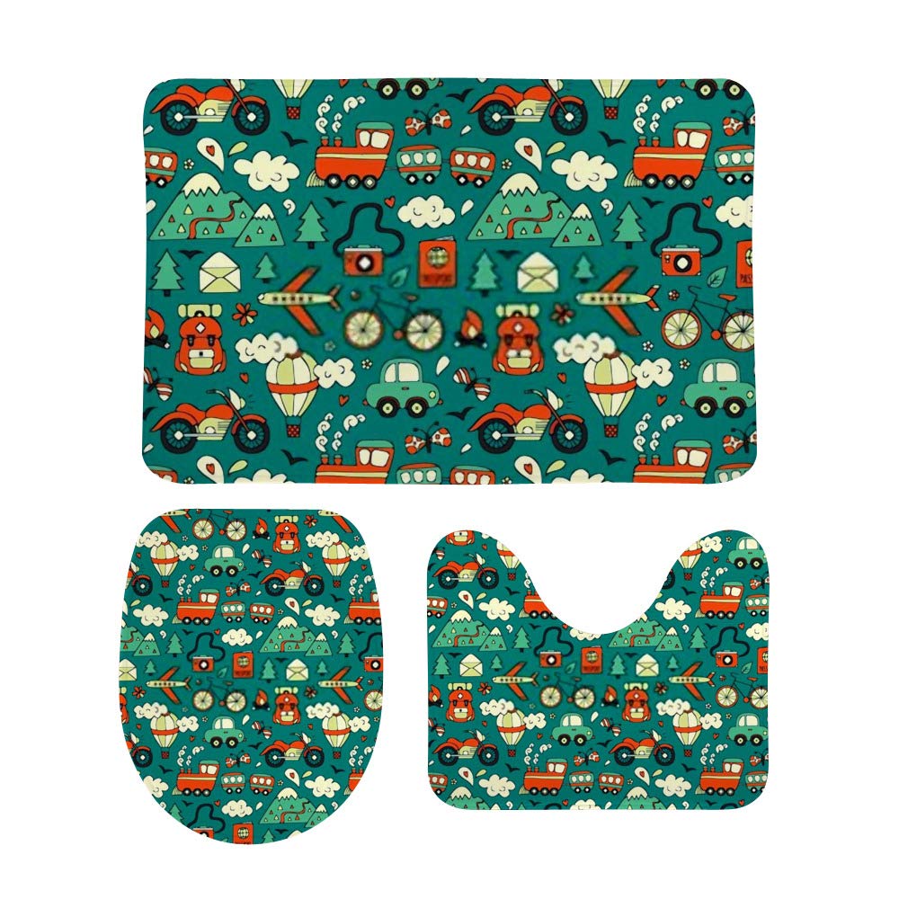 Tapis de bain 3 pièces en velours corail antidérapant et doux pour WC