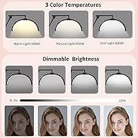 Vista 4 de Luz de media luna para tecnología de pestañas, lámpara de pie LED con base de ruedas, luz de pestañas para extensión de pestañas, tatuadores