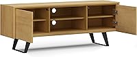 Vista 3 de SIMPLIHOME Lowry - Soporte de TV industrial moderno de 63 pulgadas de ancho en chapa de roble de madera maciza real para televisores de hasta 70
