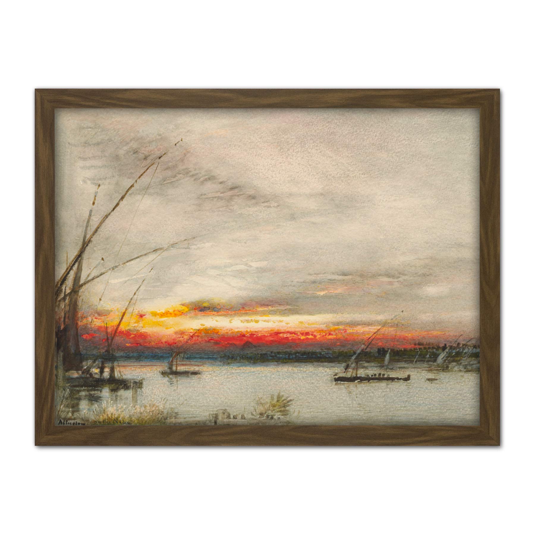 Albert Goodwin Afterglow On The Nile 1911 Painting Artwork Framed Wall Art Print 18X24 Inch
