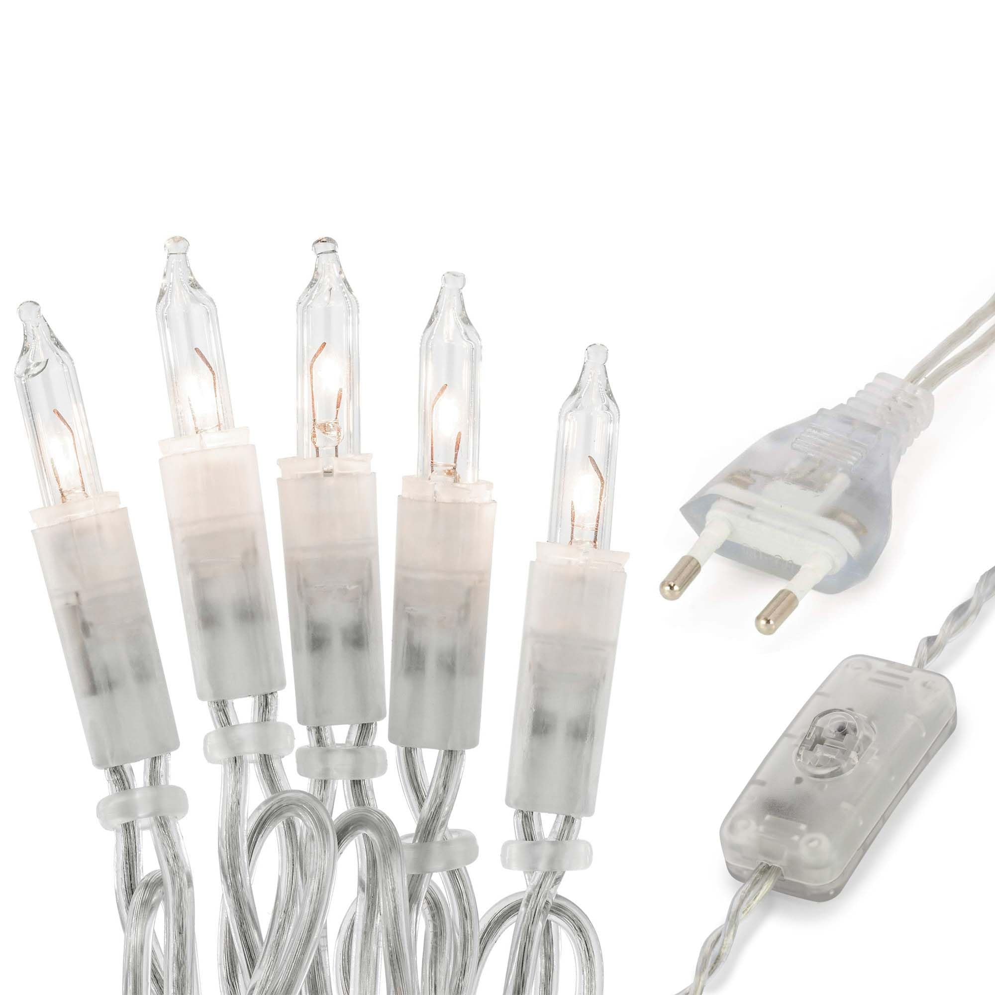 hellum Innen Lichterkette mit 10 Warmweiß Lichter, Weihnachtsdeko modern transparentes Kabel mit Schalter 1,355, Deko Wohnzimmer, 59 lm, Tannenbaum Beleuchtung, Weihnachten Dekoration 831160