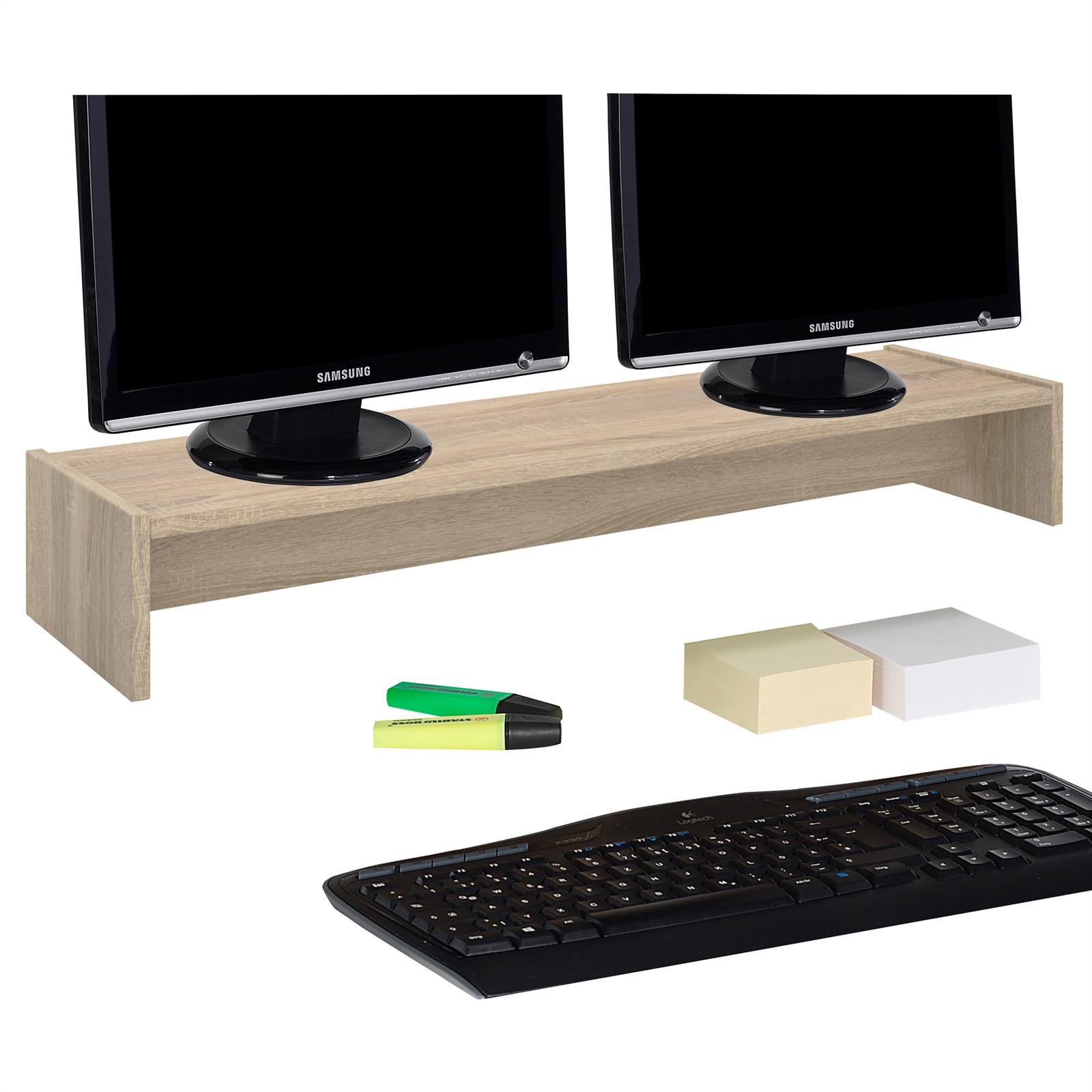 IDIMEX Support d'écran d'ordinateur Screen, réhausseur pour Deux moniteurs ou Un Grand écran Dimensions 100 x 15 x 27 cm, en mélaminé décor chêne Sonoma