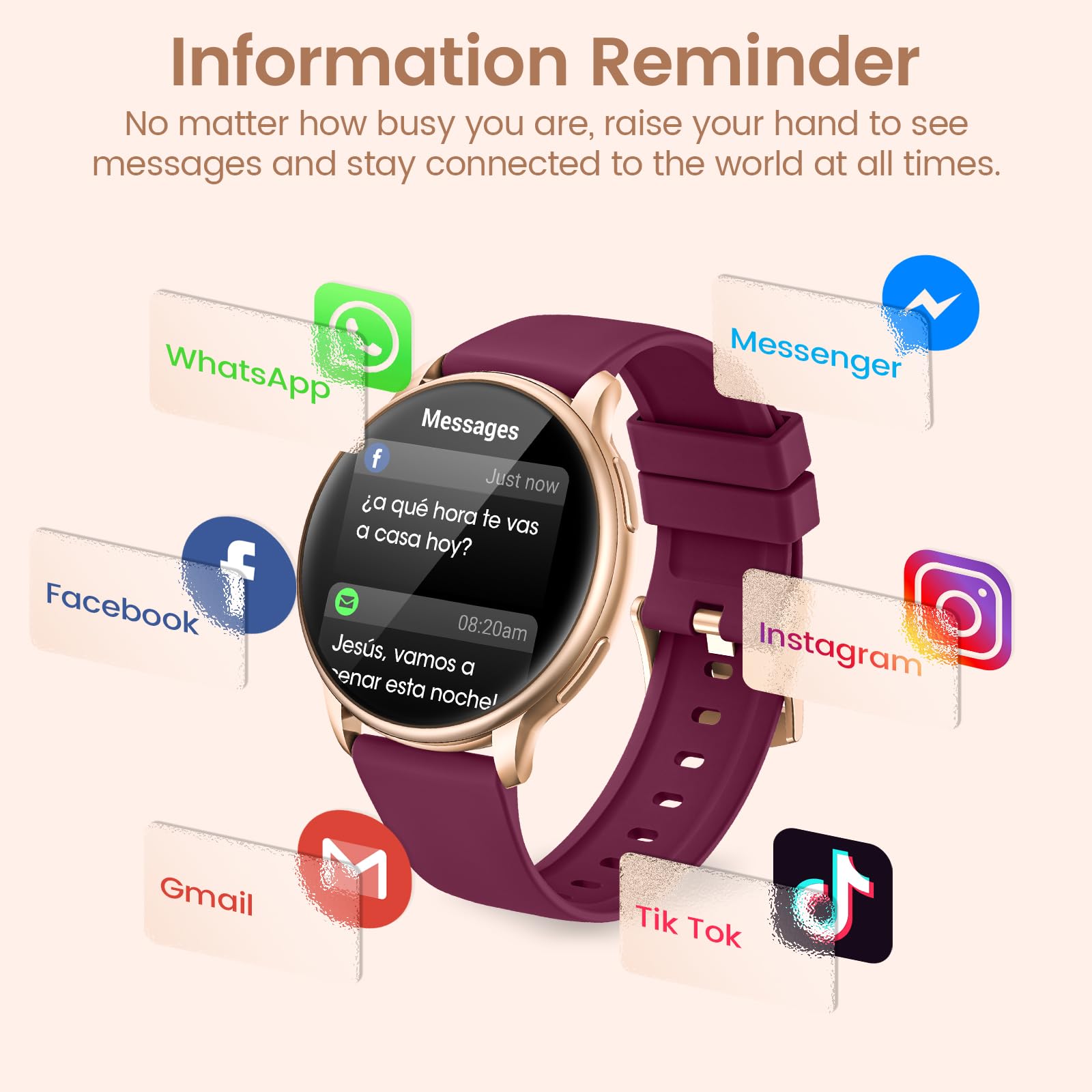 RUXINGX Smartwatch Damen 1.27" HD Touch Screen, SpO2 Pulsuhr Fitness Tracker IP68 Lila