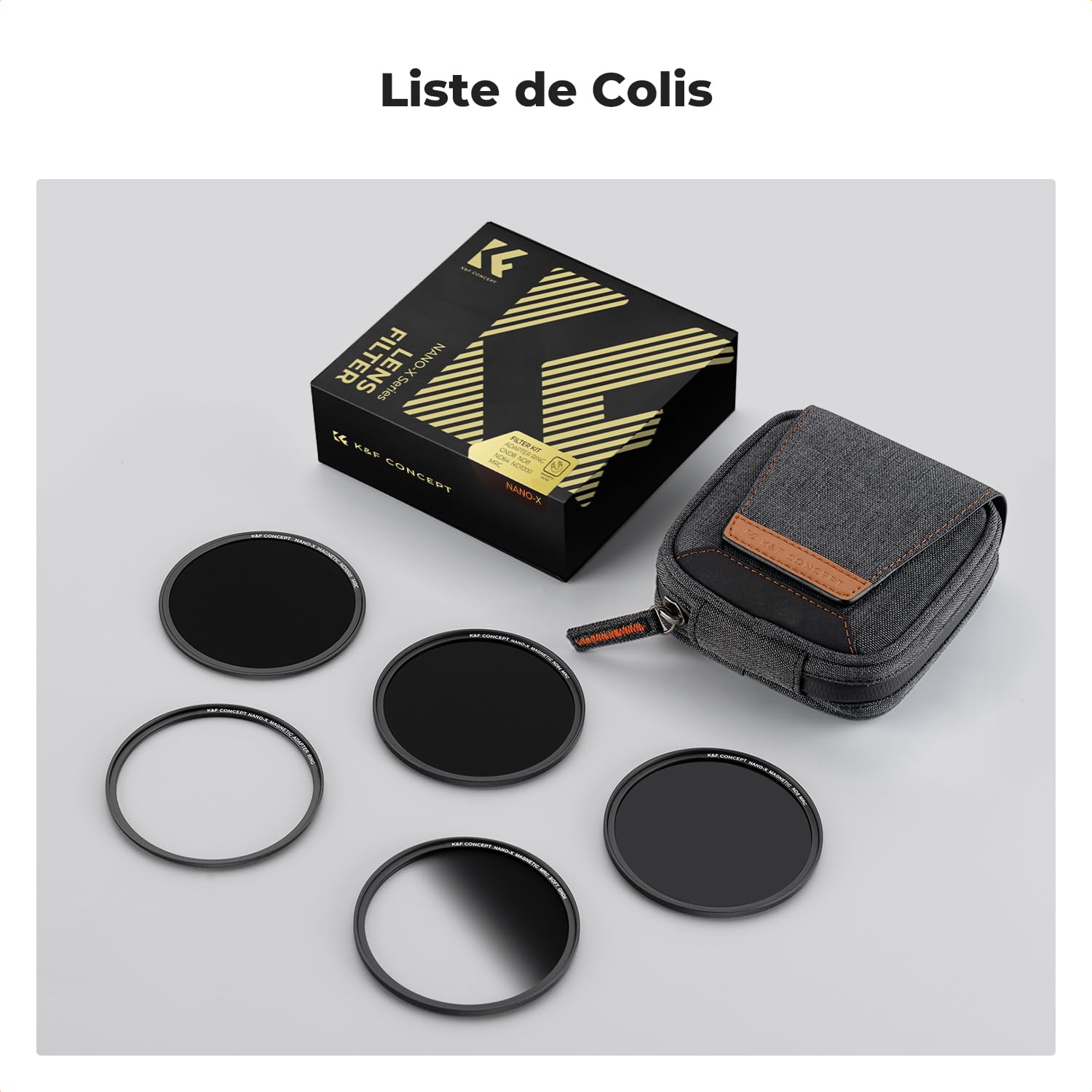K&F CONCEPT 77mm Filtres Magnétiques GND8+ND8+ND64+ND1000+Bague Base+Sac en Kit Installer Rapidement pour Objectif Appareil Photo