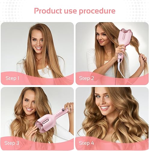 Miniatura 4 de Rizador de pelo rizador, 1.260 in (1.25 pulgadas) de cerámica turmalina 2 barriles rizador de cabello varita con tres controles de temperatura,