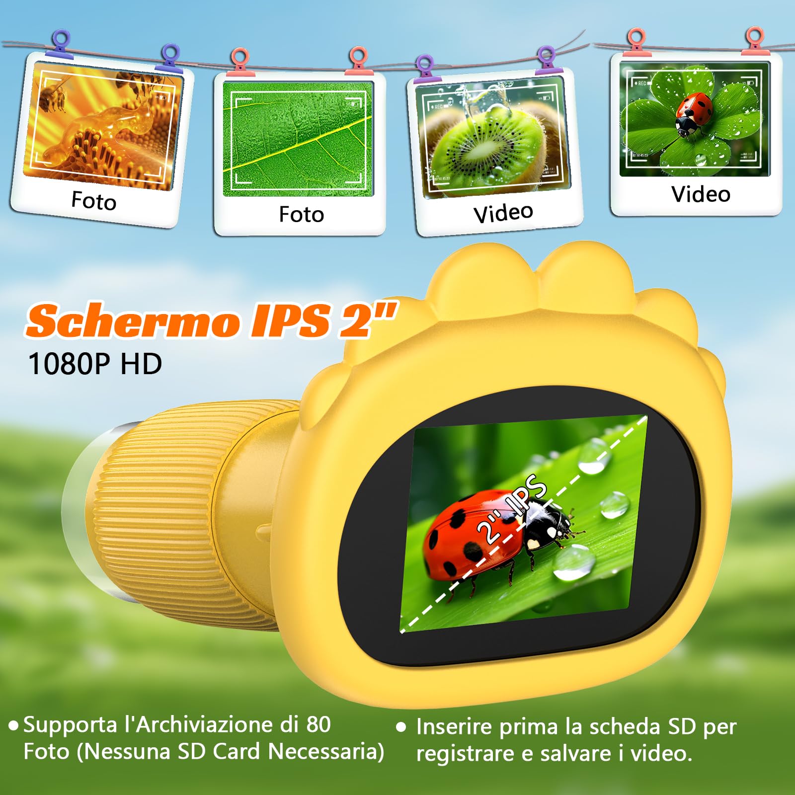 Microscopio Digitale Bambini,Microscopio Portatile con 8 LED Regolabili,50-1000X,4 Livelli di Regolazione,con Funzione Foto Video,Giocattoli Educativi STEM da Regalo Educativo per 4-12 Anni