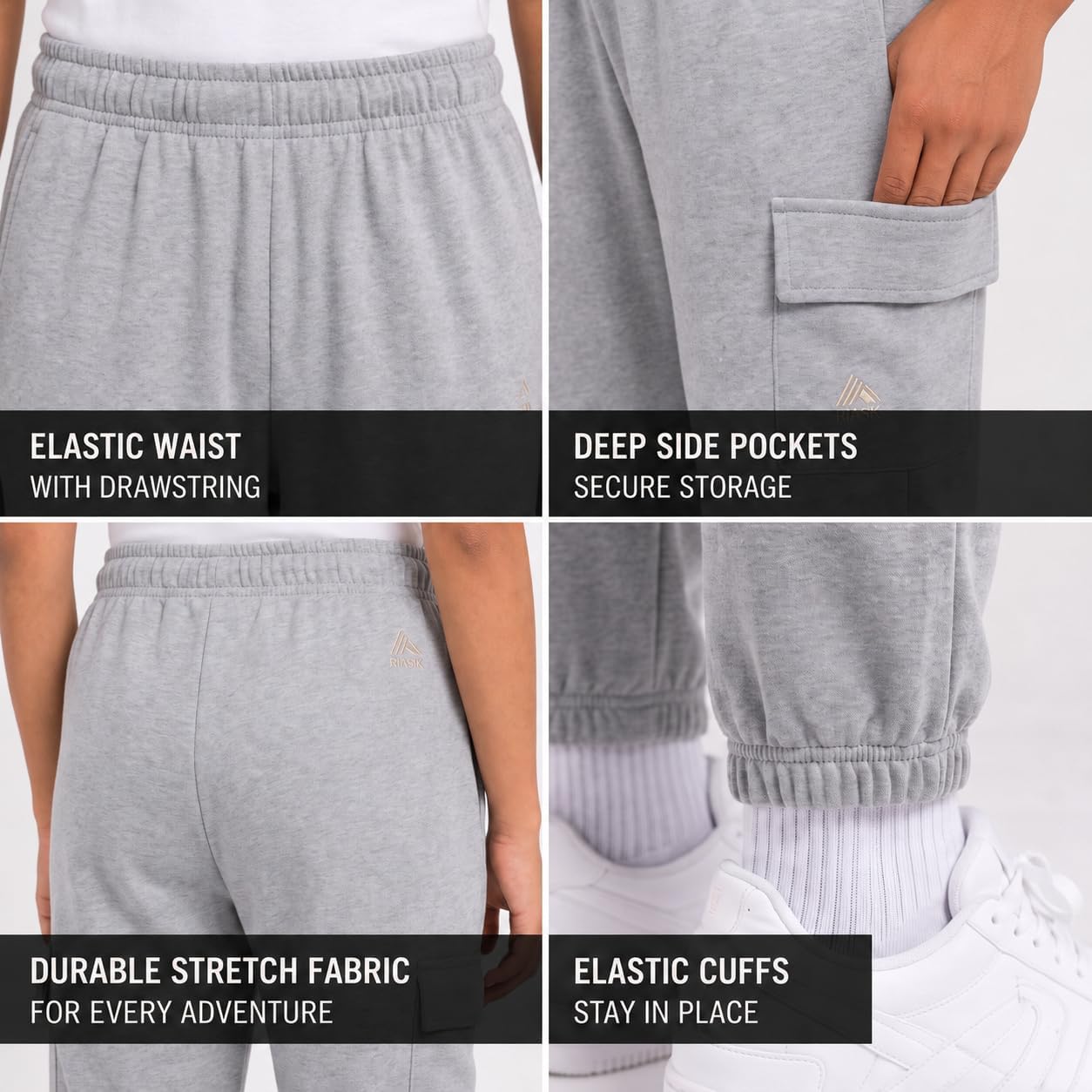 RBX Boys Performance Fleece Joggers with Elastic Waistband 4 Pack (10-16)