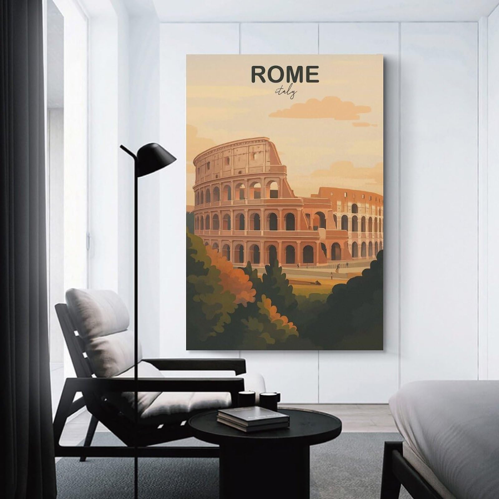 Junmoney Rome Italy Decorative Wall Artwork 24x36inch(60x90cm), for Living Room, Lounge Or Sitting Room, A Home Accent with Warm Character