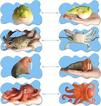 SCAHOW Rubber Ocean Animals Toys, TPR Soft Stretchy Toys for Boys and Girls, Floating Bath Toys Squishy Sea Creatures for Kids