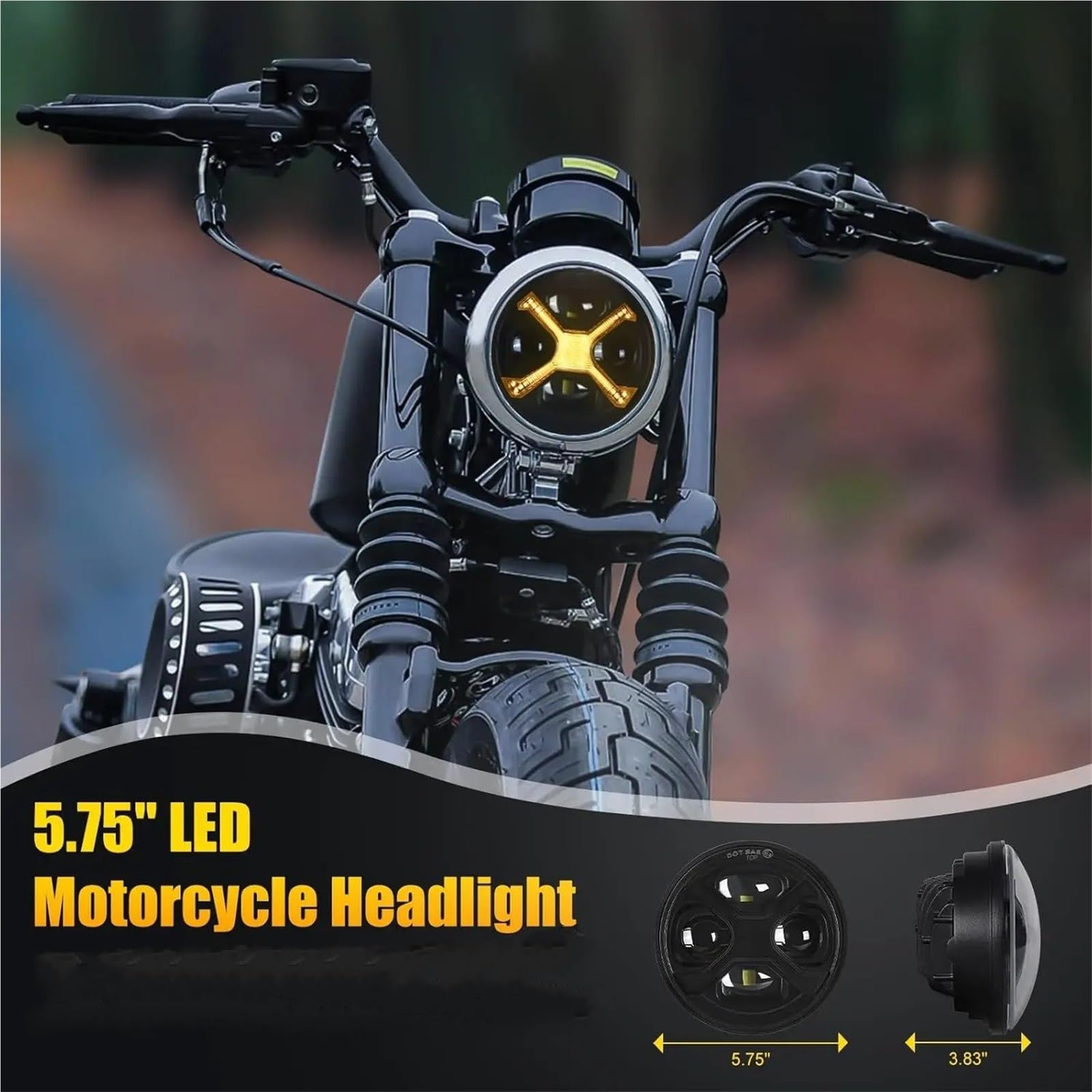 Faro LED para motocicleta de 5-3/4 5,75 pulgadas con faros redondos blancos de haz alto/bajo ámbar X DRL faro delantero moto