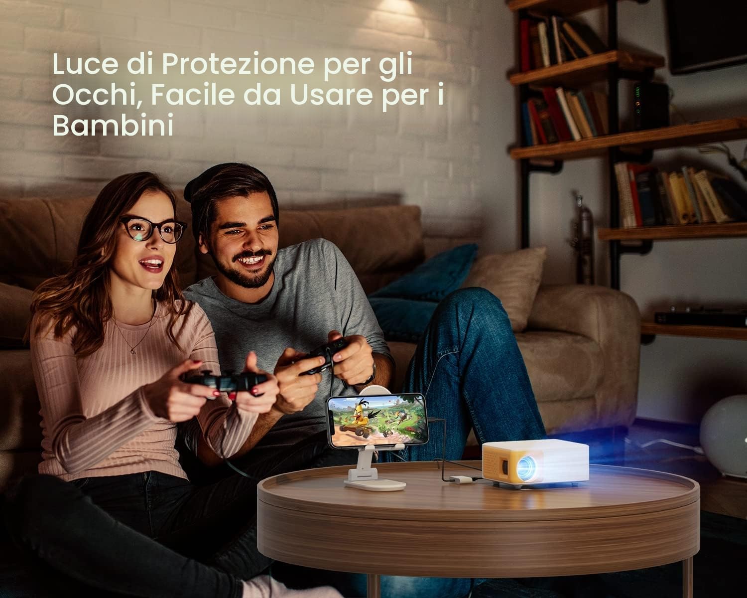 Mini Proiettore WiFi Bluetooth, YOTON Y3 Portatile Proiettore 15000 Lumens, Videoproiettore 4K Supporto Full HD 1080P, Zoom 50% e keystone ±50°, compatibile con telefoni iOS e Android/PC/Fire Stick