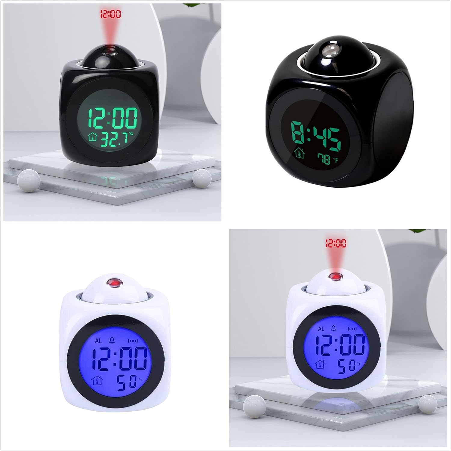 Projection Digital Alarm Clock with Weather Stations