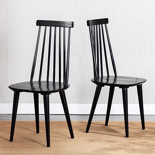 Miniatura 23 de DUHOME Juego de 2 sillas de comedor de madera, husillo blanco, lado de cocina, estilo granja, color blanco 2-Blanco,Negro