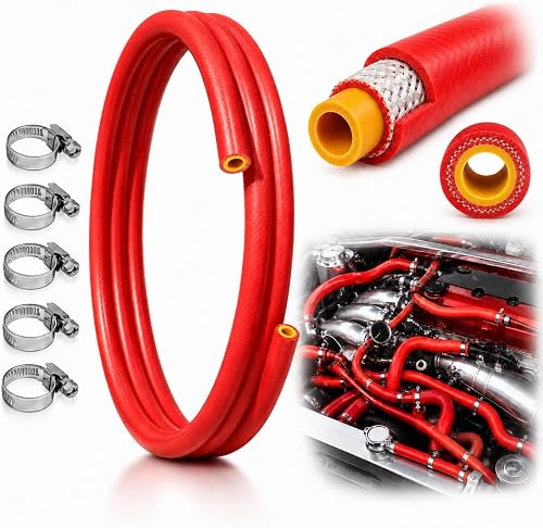5/8" (16mm) High-Temp Silicone Heater Hose Kit, 5FT Red, 5 Clamps