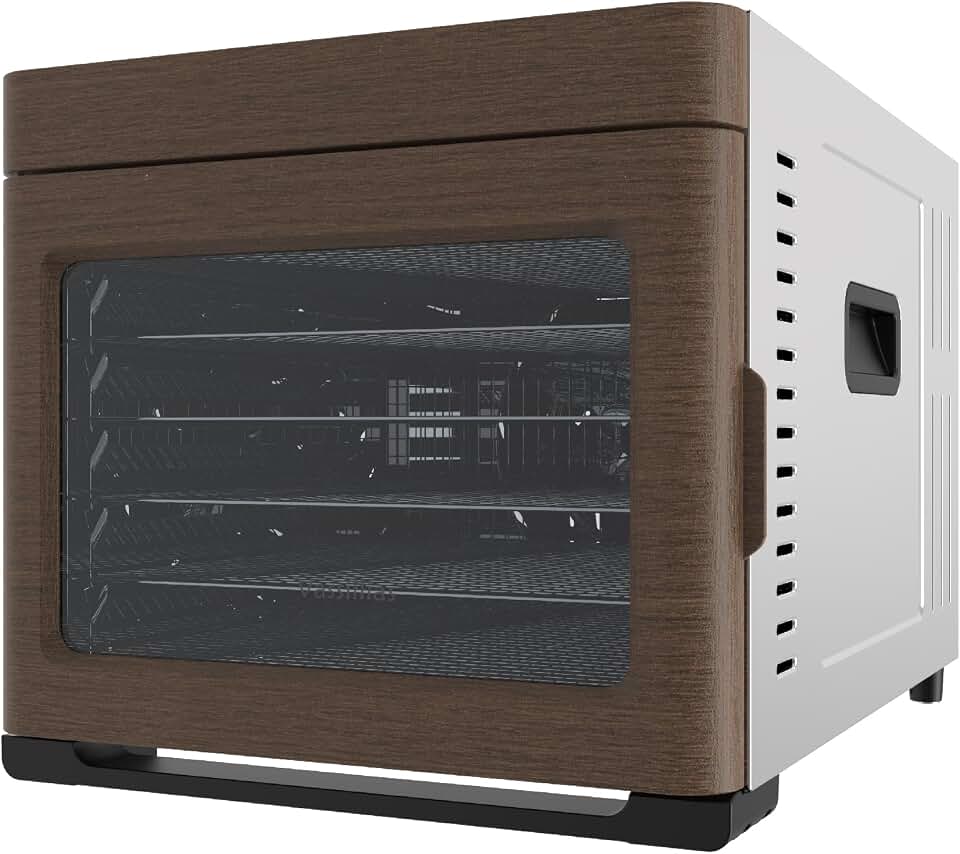 Desidratador de alimentos de grão de madeira - desidratador de 700 W sem plástico com grande espaço de secagem de 6,5 pés quadrados e 6 bandejas 18/8 sem Stanless, 75 °C, 120 V para alimentos