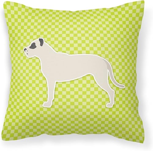 Caroline's Treasures BB3867PW1818 Dogo Argentino Checkerboard - Almohada decorativa de tela verde lavable a máquina, almohada decorativa para
