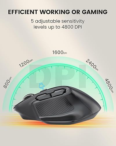 Miniatura 4 de XUANGUI Wireless Ergonomic Computer Mouse Bluetooth Cordless Mice for Large Hands, Max 4800 DPI Wirelss Optical Mose Ergo Shaped with Side Buttons