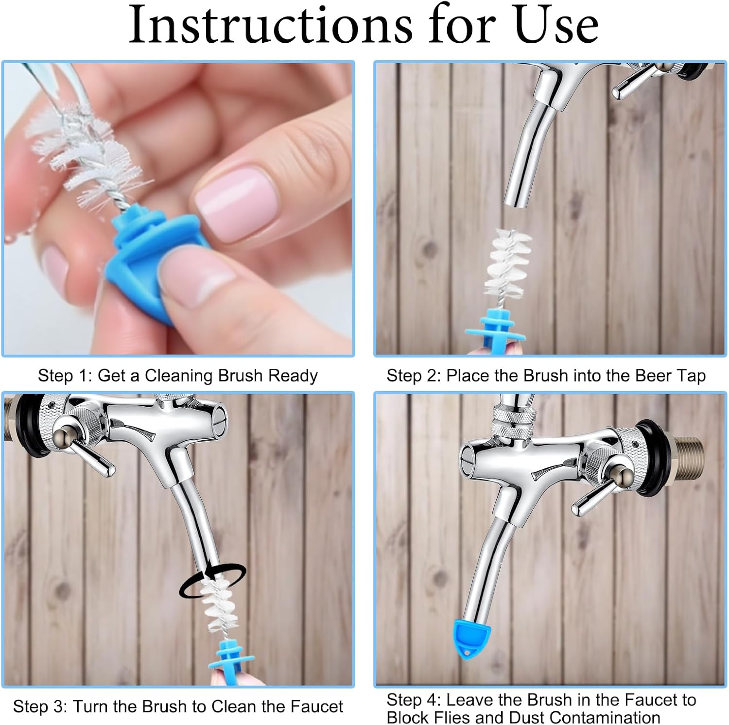 100 Pcs Beer Plugs Tap Brush Reusable Draft Hygiene Brush Beer Faucet Cleaning Plug for Home Party Restaurant Bar (Blue)
