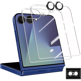 For Galaxy Z Flip7 SC-55F SCG35 Glass Film x 2 + Camera Film x 1 Set Galaxy Z Flip 7 Protective Film Made of Asahi Glass Material, Fingerprint Authentication Compatible, Shock Resistant, LCD